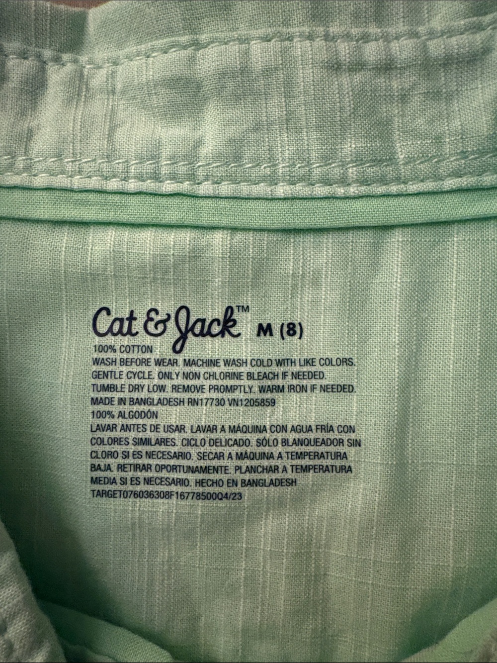 Cat & Jack Mint Green Short Sleeve Button-Up Shirt - Picture 3 of 3